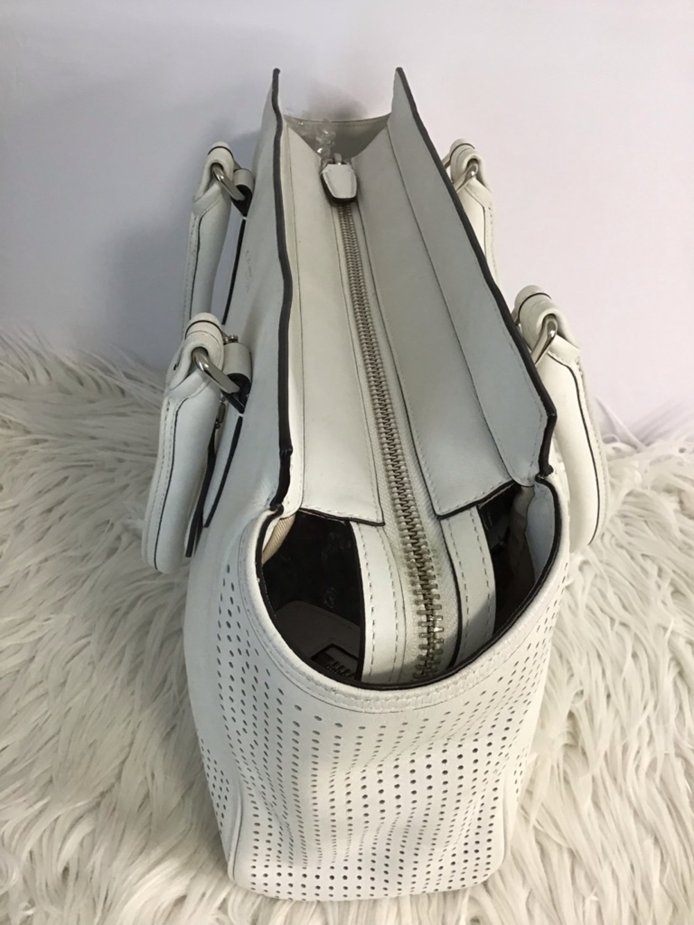 Coach Legacy Perforated Leather Candace Carryall White - Picture 8 of 16